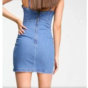 ASOS | Dresses | Asos Design Tall Organic Cotton Blend Denim Fitted Pinny  Dress Size 4 Tall | Poshmark